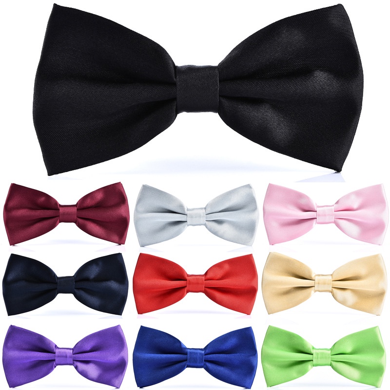 Bow Tie Men's Wedding Solid Color Bow Tie Black Red Glossy Formal Wear ...