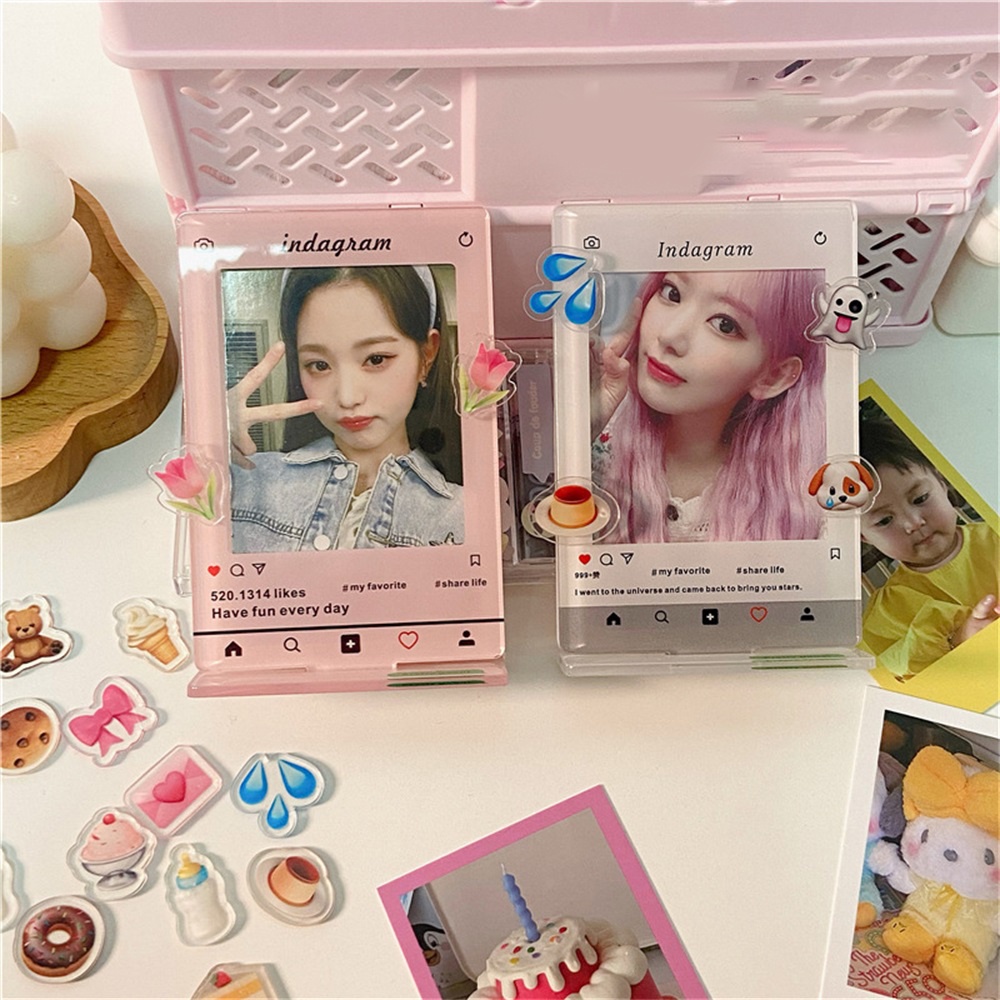 INS 3 Inch Acrylic Photo Frame Mini Photocard Holder Display Stand Kpop ...
