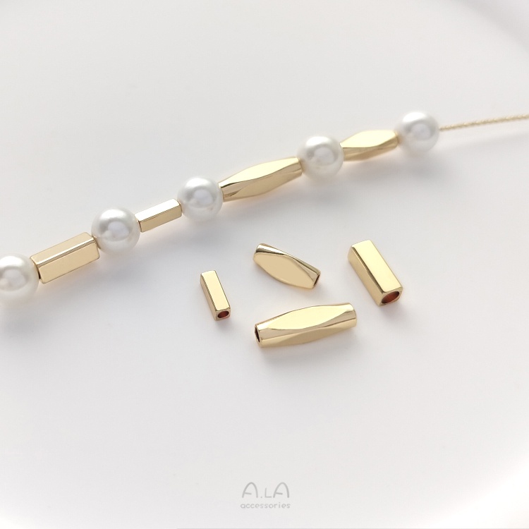 Spacer Beads 14K Gold-Clad Color-Preserving 10 Rectangular Tube Beads ...