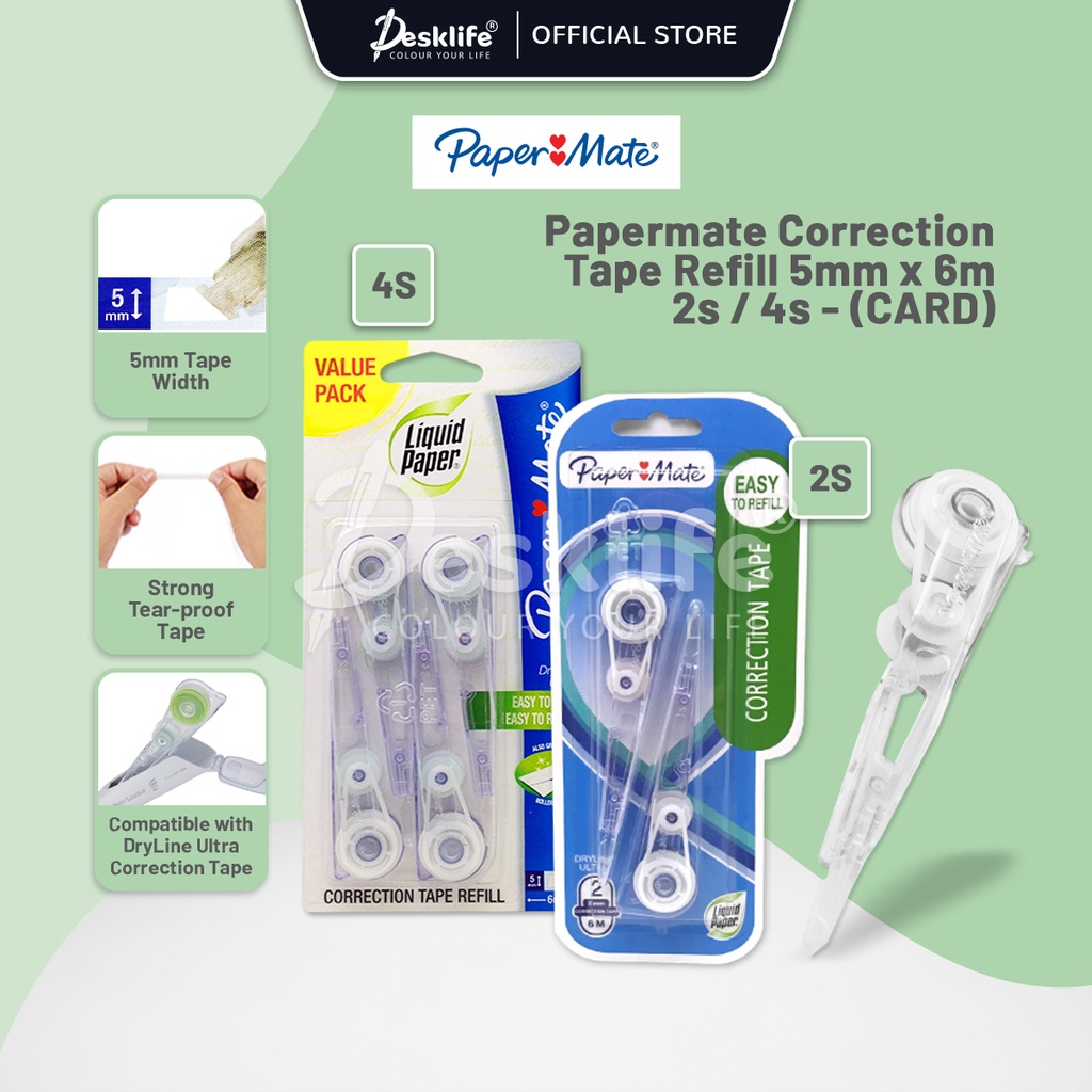Desklife Papermate Correction Tape Refill 5mm x 6m 2s / 4s - (CARD ...