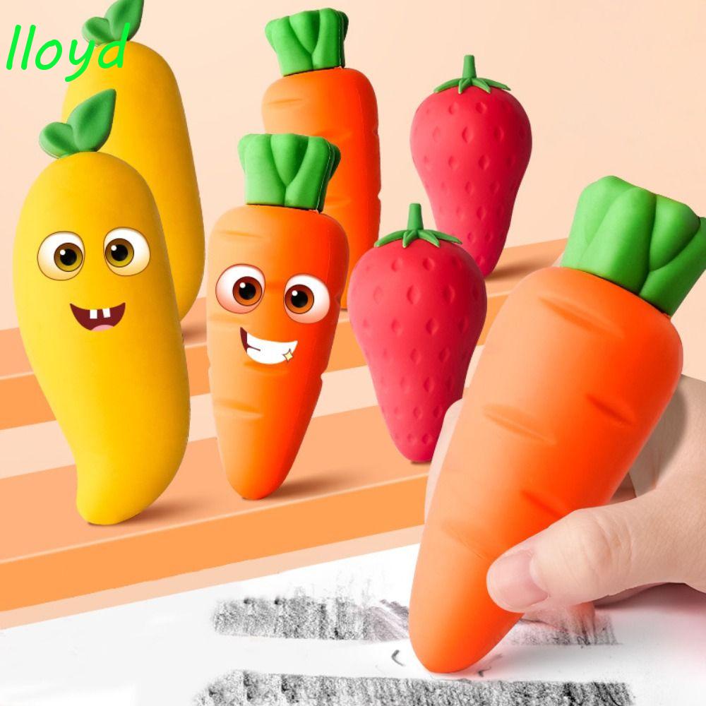 LLOYD Big Fruit Erasers Cute Creative Carrot Strawberry Mango Writing ...