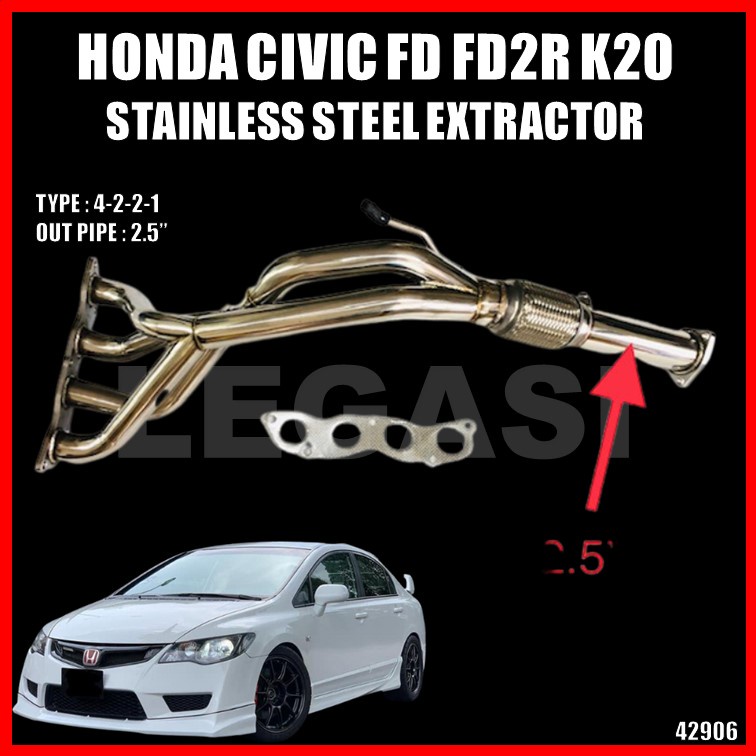 Honda Civic FD2 FD2R TYPE-R K20 JASMA 4-2-2-1 Tri-Y Extractor 2006-2011 ...