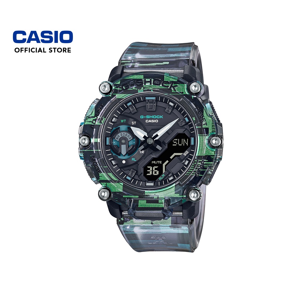 Casio G-Shock Digital Glitch Series GA-2200NN-1A Translucent Green-Blue ...