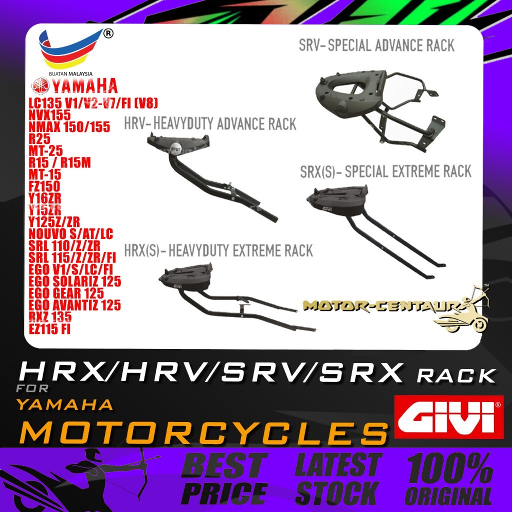 Monorack Givi Hrv Hrx Srv Srx J Rack With Led For All Yamaha Ez I