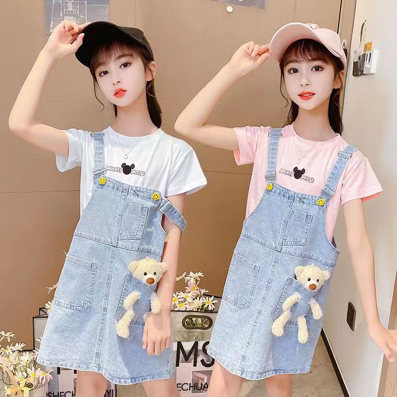 Girls Bear Dress Children s Spring Denim Dress Kids Denim Jeans Jumpsuit Kids Girls Clothing 3 15 Years Shopee Malaysia