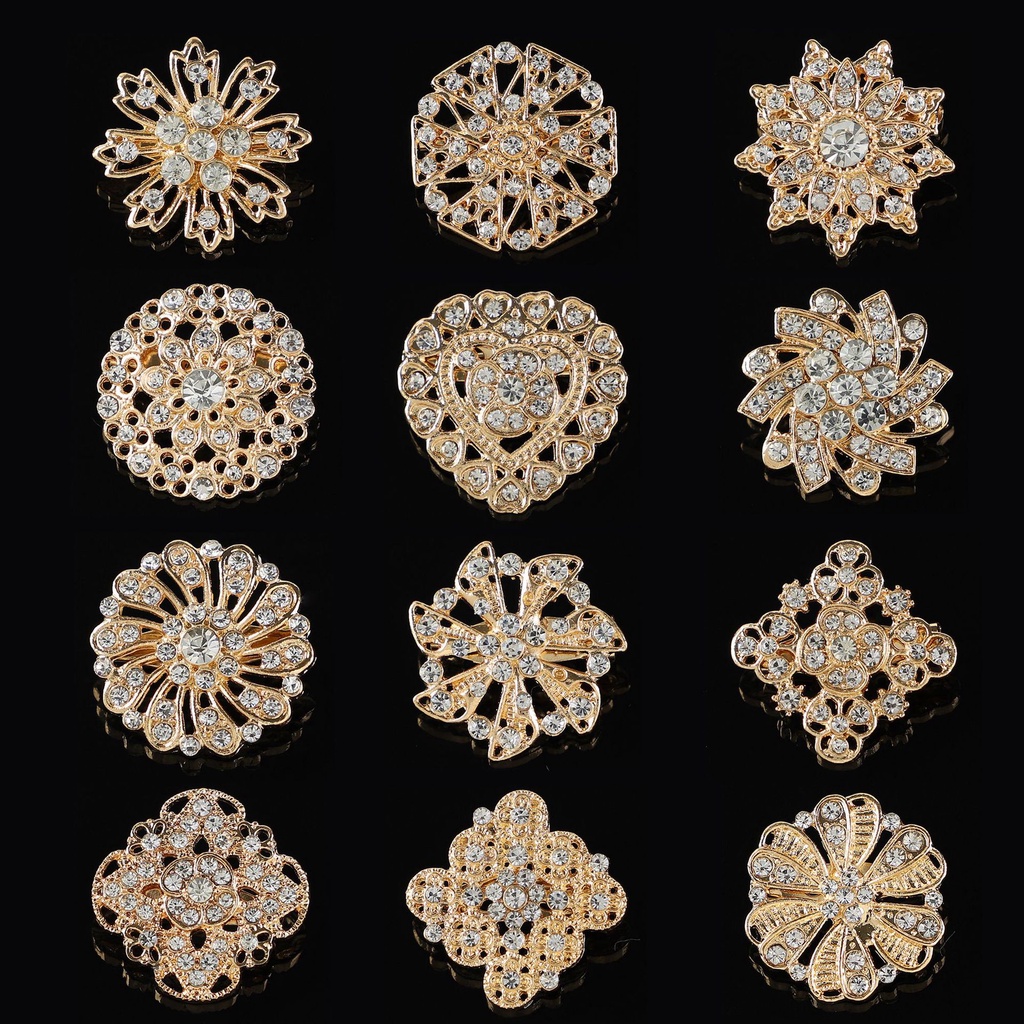 Korean Small Brooch Inlaid Rhinestone Pin Hollow Alloy | Shopee Malaysia