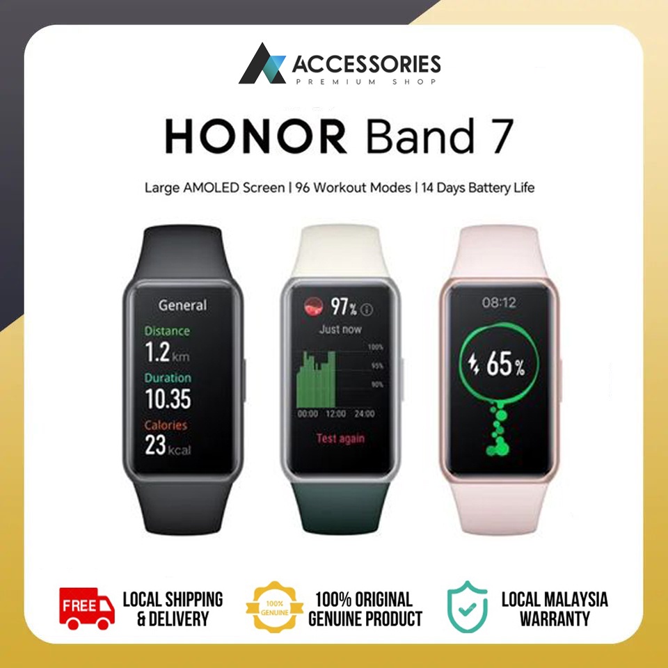 New Arrival Honor Band 7 Health Monitor Wristbands Large AMOLED Screen Smart Sport Bracelet 96 Workout Modes Fitness