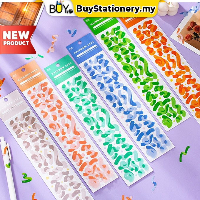 2 Sheets Korean Rainbow City INS Ribbon Sticker Journal Photo Polco ...