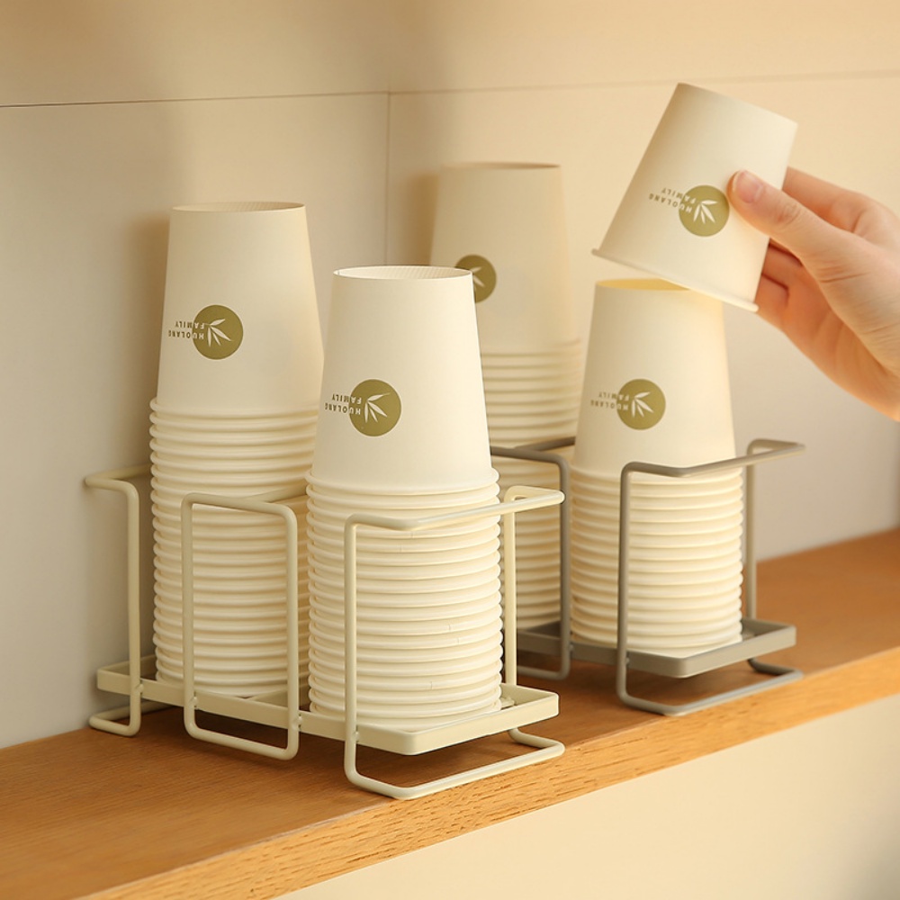 Paper cup holder, disposable cup picker, wrought iron cup, storage shelf, household coffee tea