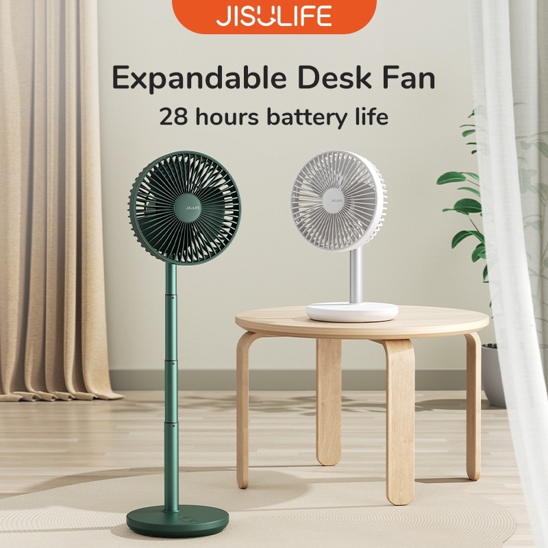 JISULIFE Rechargeable Fan Table USB Stand Portable Oscillating ...