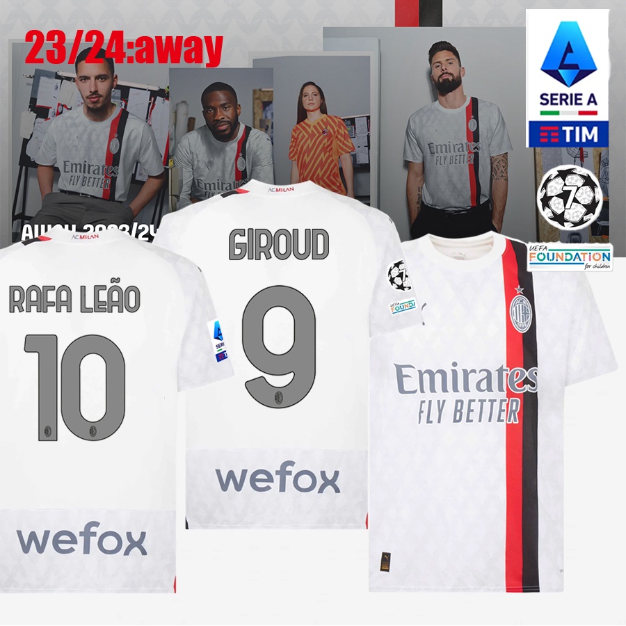 2023-24 AC Milan 10 - Rafa Leão Away White Replica Jersey