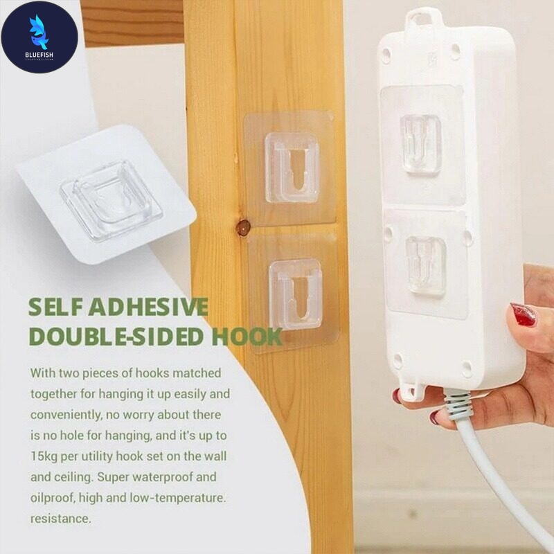 1Pc Double-Sided Adhesive Wall Hooks Hanger Strong Transparent