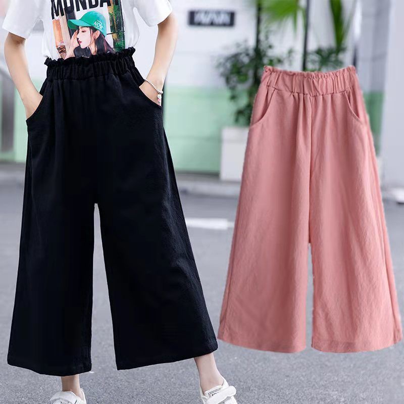 【shipping From Malaysia】children Aged 4 12summer Childrens Wide Leg