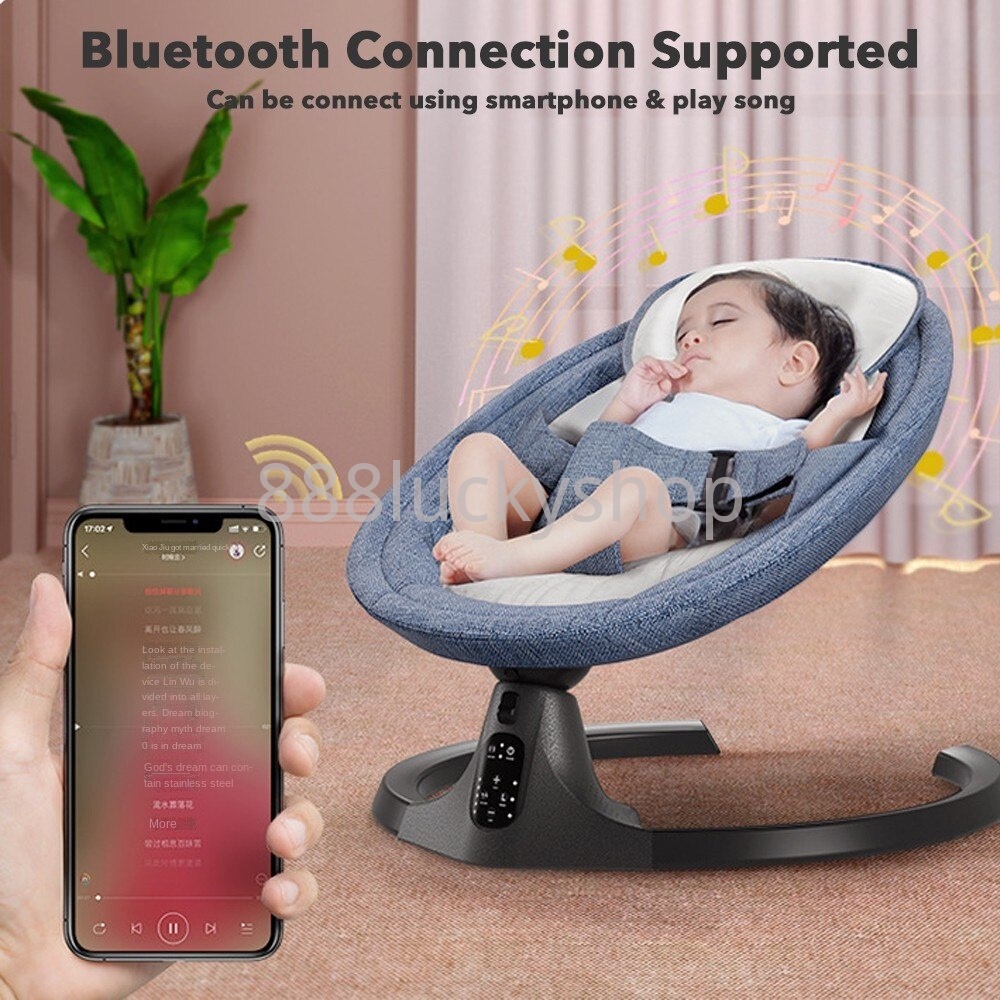 Baby Swing For Infants | Electric Bouncer For Babies,Portable Swing For Baby Boy Girl,Remote Control Indoor Baby Rocker With 5 Sway Speeds,1 Seat Positions,10 Music And Bluetooth Black