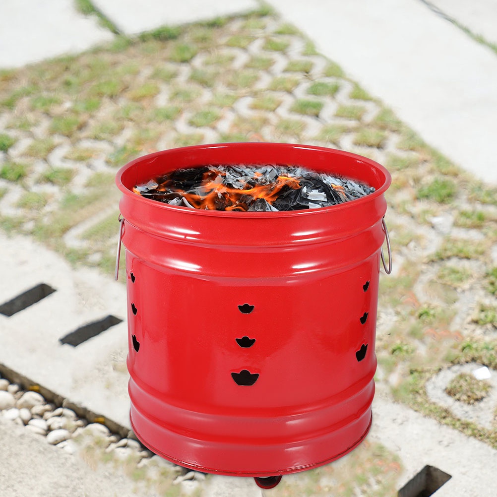 Metal Trash Can Burning Gold Bucket Beach Fire Cage Shopee Malaysia
