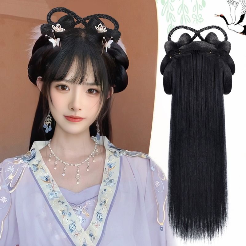 Wig 古风假发 汉服假发发箍 明制汉服发型 一体式古风盘发造型 | Shopee Malaysia