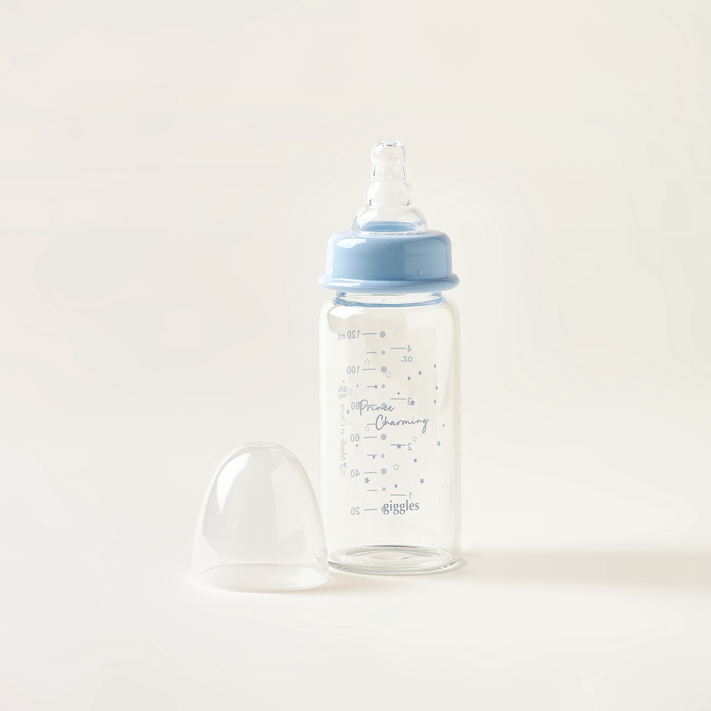Giggles Glass Feeding Bottle With Cap 120 Ml Shopee Malaysia