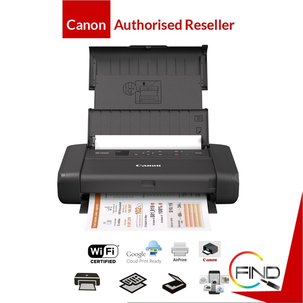 Canon Pixma Tr150 With Battery Wireless Mobile Single Function Inkjet Printer With Removable 3678