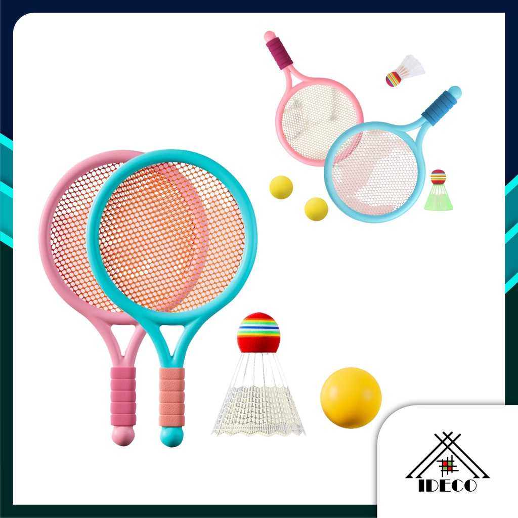 IDECO 1Set Plastic Badminton Toy Lightweight Easy-grasp Tennis Rackets ...