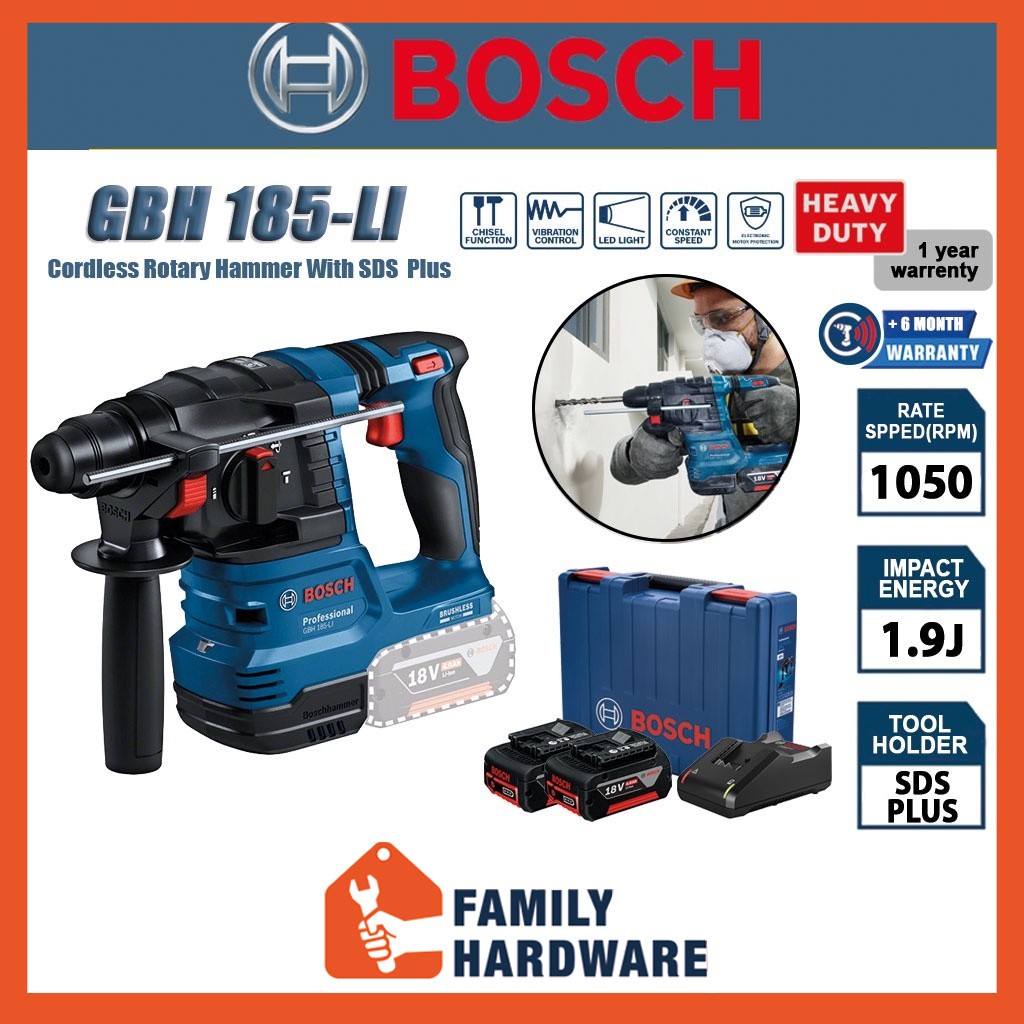 BOSCH GBH 185-LI Professional Cordless Rotary Hammer With SDS Plus 0 ...