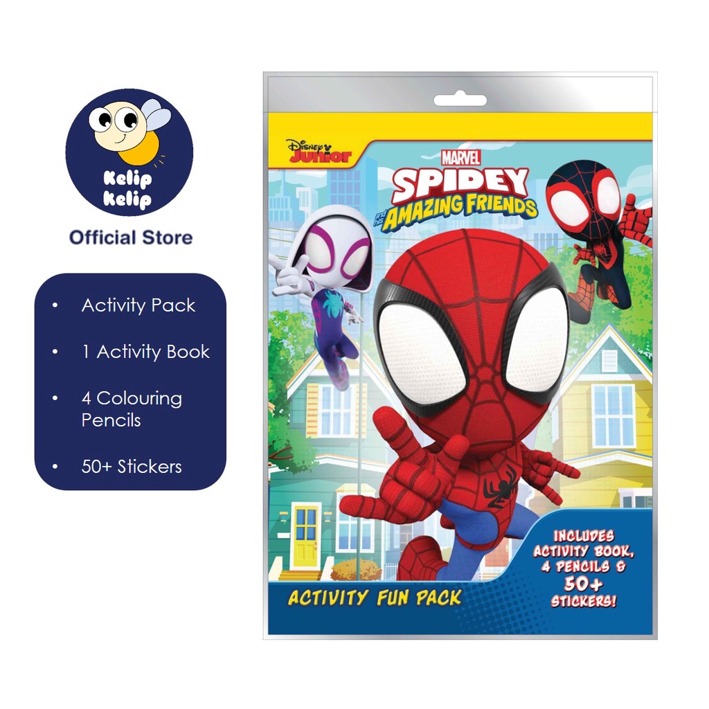 Marvel Spiderman Activity Book Fun Pack For Kids With 4 Colour Pencils 