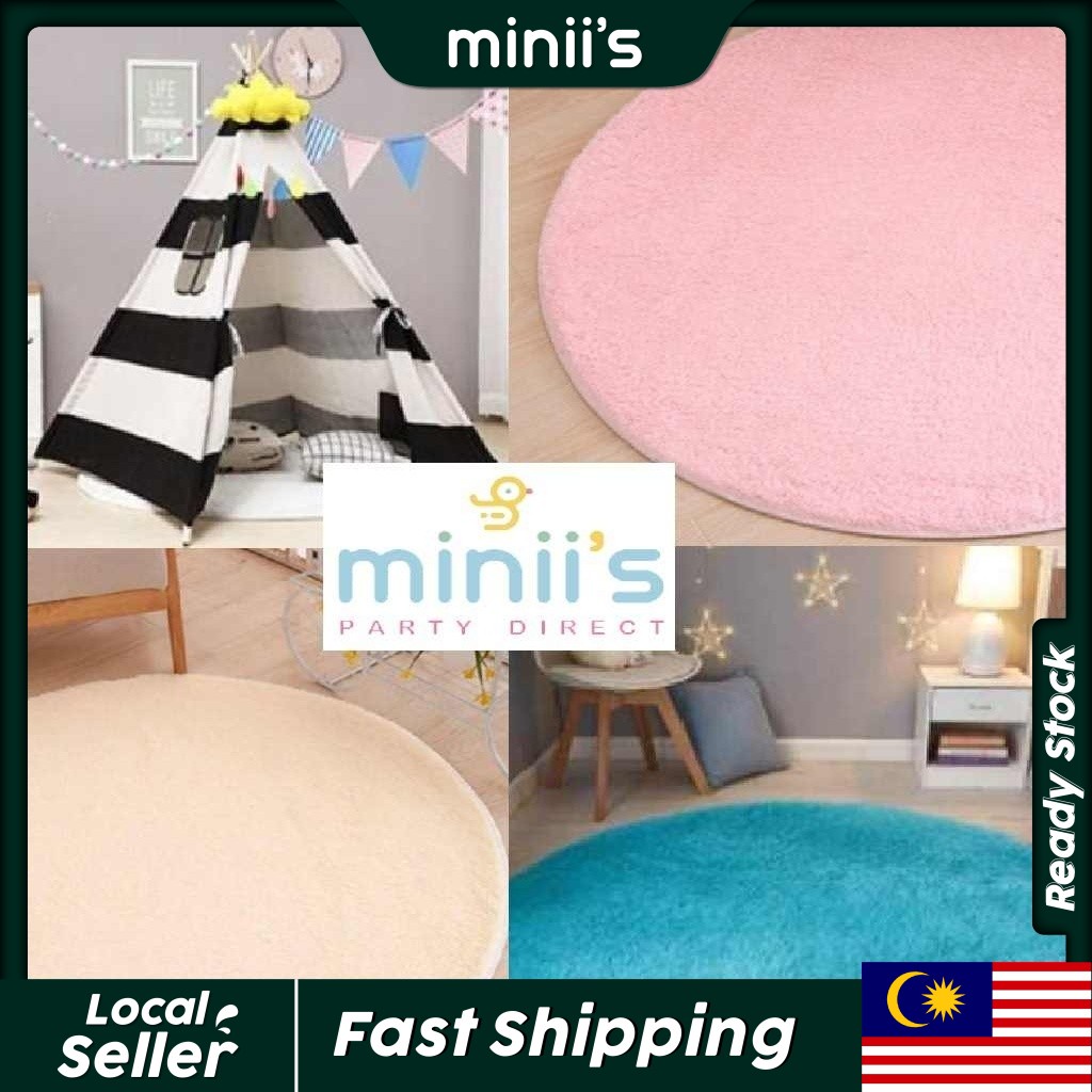 Miniis Soft Round Fluffy Area Rugs for Bedroom Anti-Slip Shaggy Nursery ...