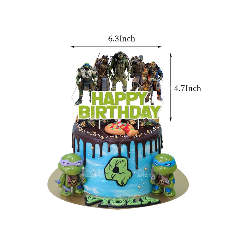 Jom Party Ninja Turtle Theme Birthday Decorations Cake Topper Hari Jadi ...