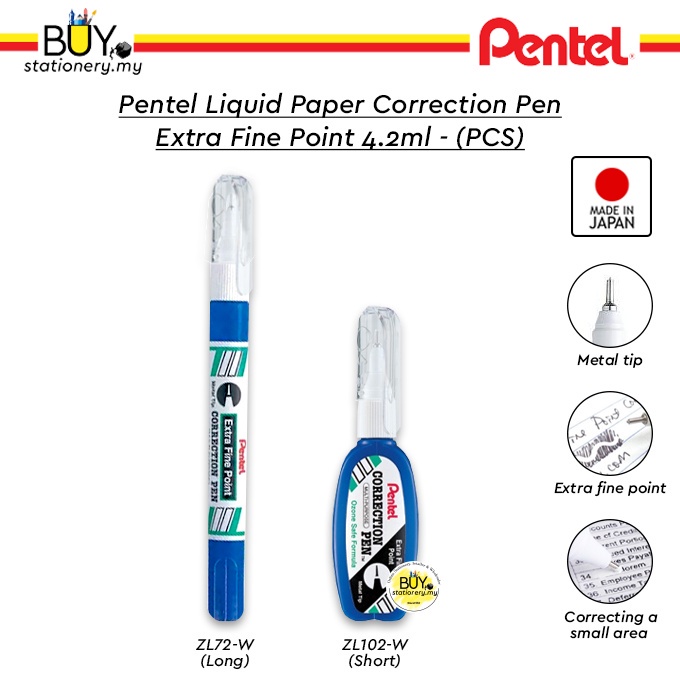 Pentel Liquid Paper Correction Pen Fluid 4.2ml 7ml 12ml 18ml (PCS