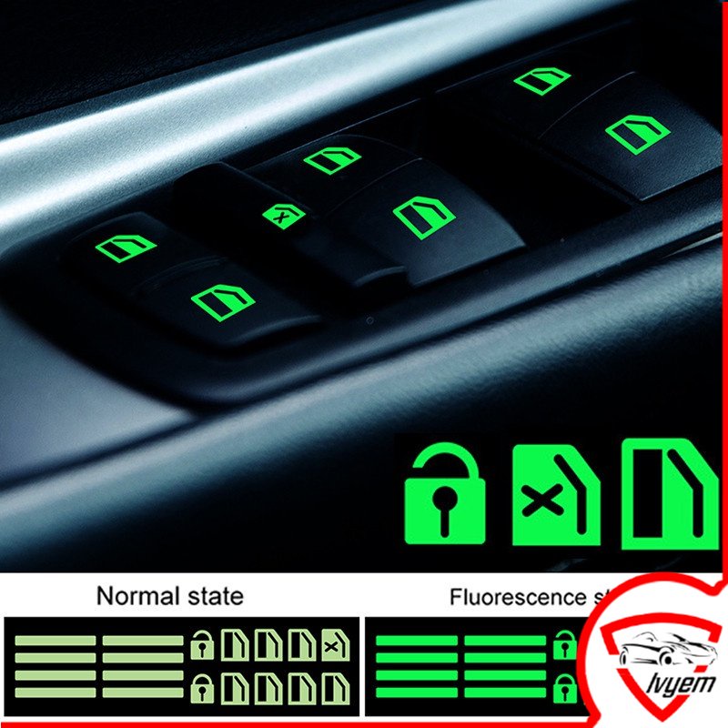 Car Window Luminous Sticker Button Door Night Safety Fluorescent Decals ...