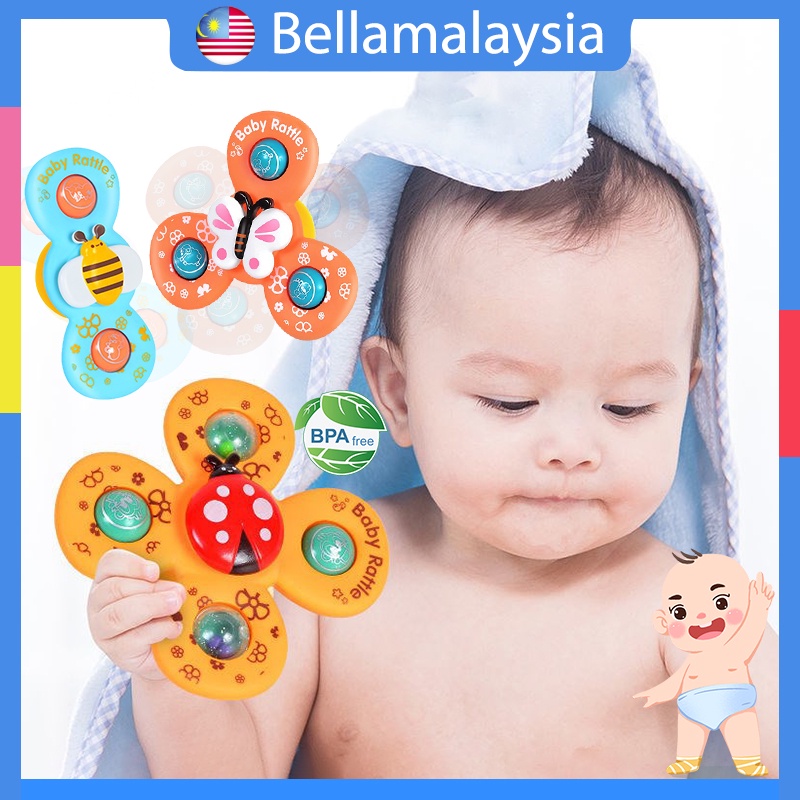 Bella 3PCS Spin Toy Baby Bath Toy Children Bathing Sucker Spinner Toy ...