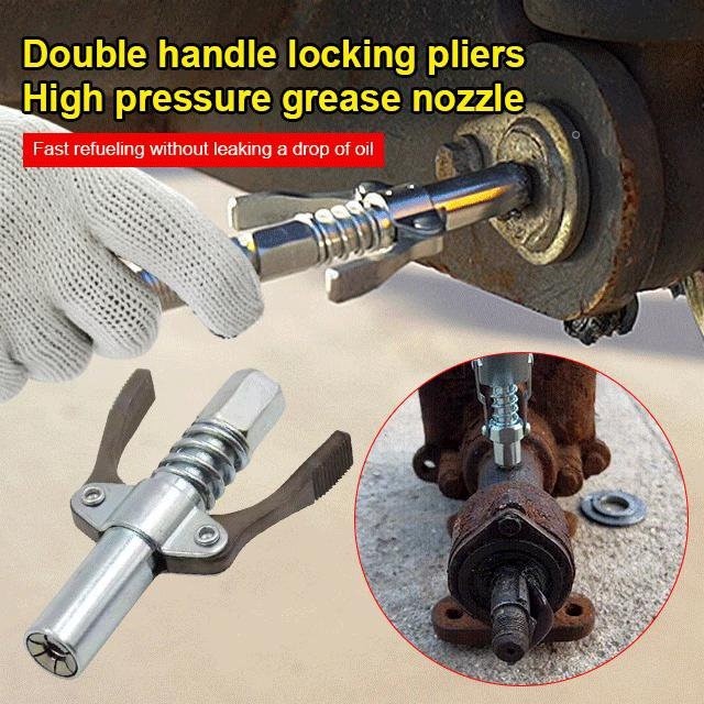 2X Grease Tool Coupler Heavy-Duty Quick Lock Double Handle Leak-Free Grease Gun