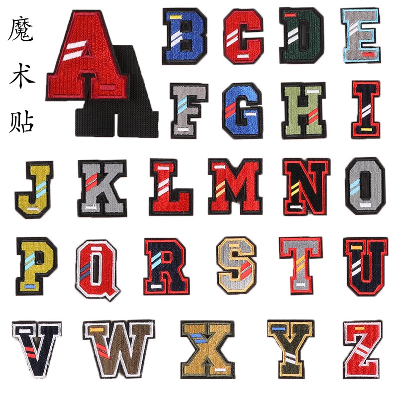 Velcro Patch DIY English Letter Velcro Badge 3D Embroidery Cloth Patch