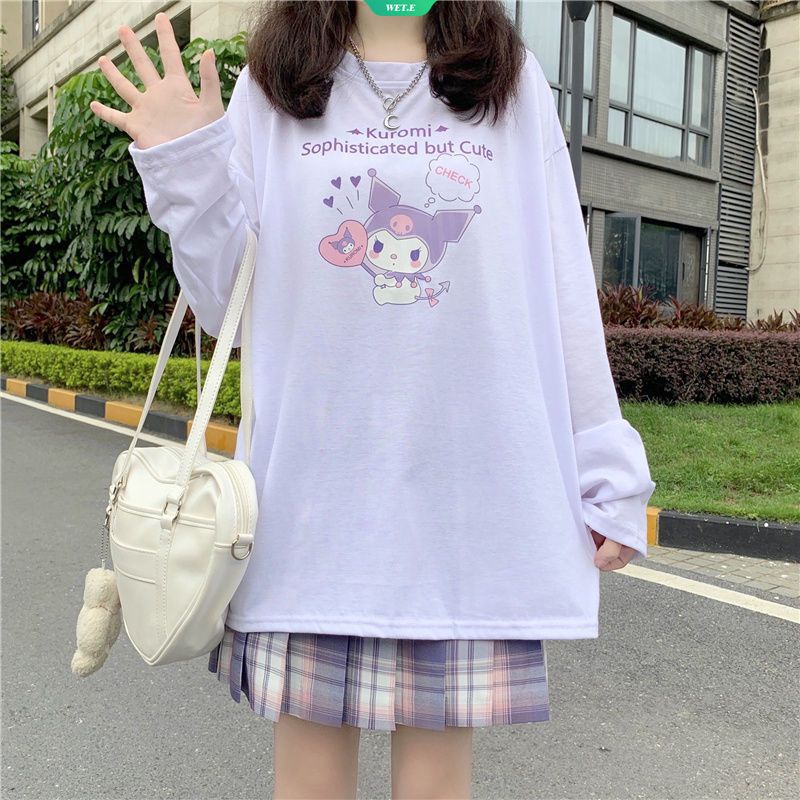 y2k Cartoon kuromi Streetwear Japanese Harajuku Hello Kitty Kawaii Casual  Tops Ulzzang Vintage Loose New T-shirt Female Summer