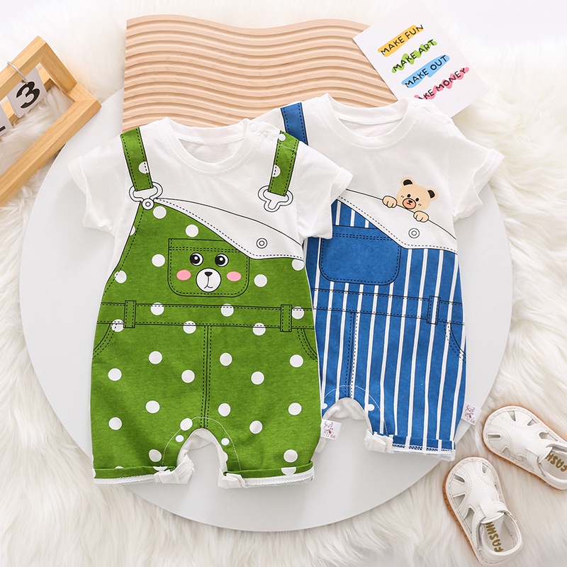 Summer New Baby Boys Girls Short Sleeve Bodysuit 0-24 Months Pure ...