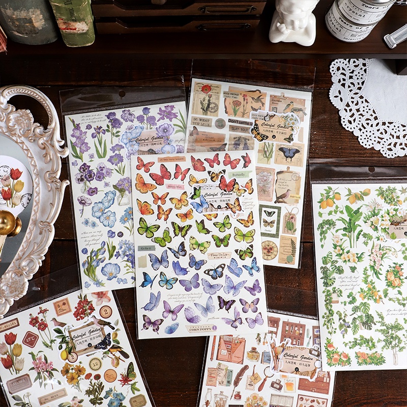 Journamm Butterfly Floral Stickers DIY CUT Creative Scrapbook Supplies ...