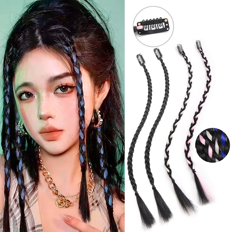 2 Pcs/Set Fake Hair Braids Children Bangs Braids Highlights Dirty