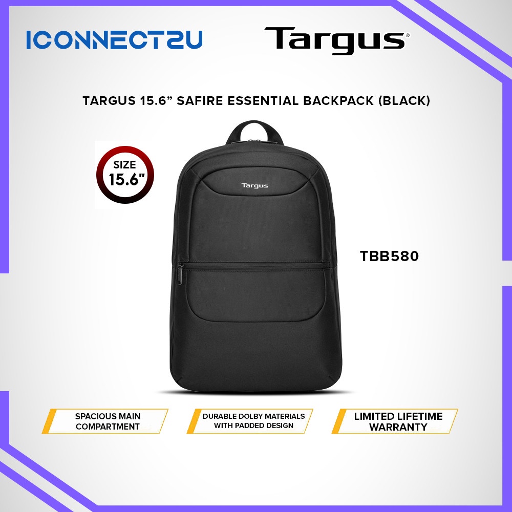 Targus 15.6" Safire Essential Backpack Black (TBB580) Shopee Malaysia