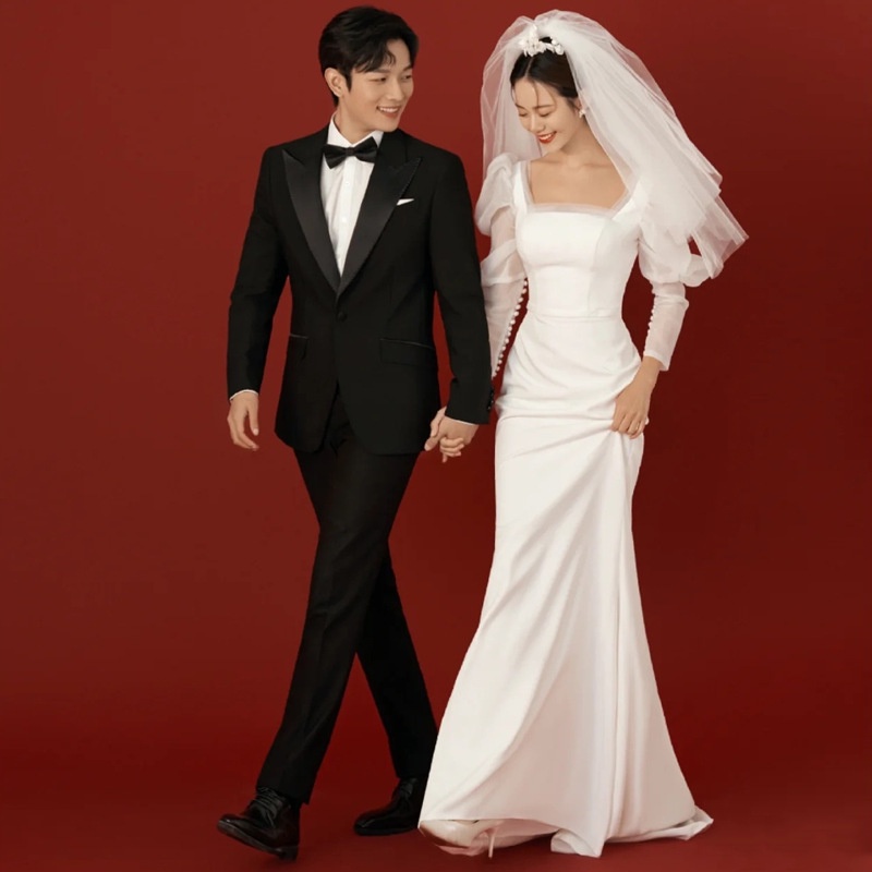 Long Sleeve Light Wedding Dress Cocktail Dress Registration Certificate