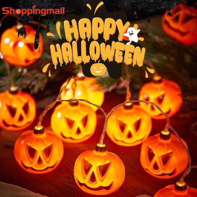 Halloween LED String Lights Glowing Pumpkin Ghost Garland Halloween ...