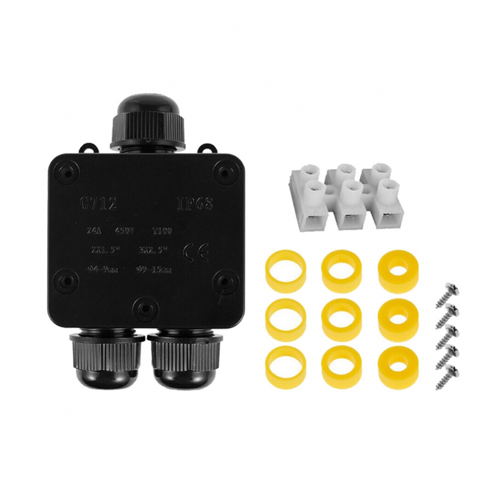 Junction Box Black Current 24A Material PC Voltage 450V Ceiling Rose