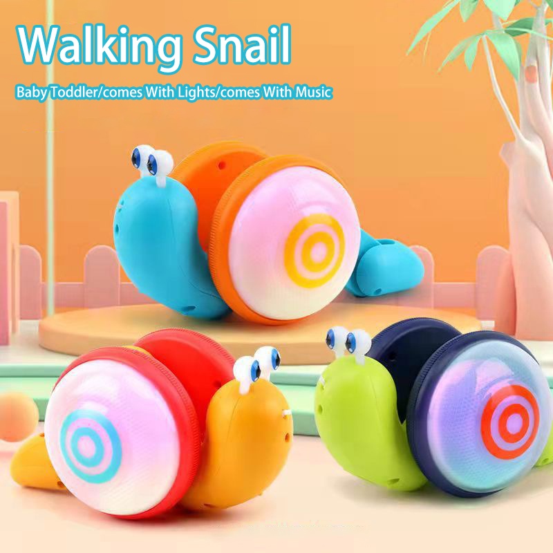 Crawling Snail Baby Toys with Music LED Light Up Musical Toys for Baby
