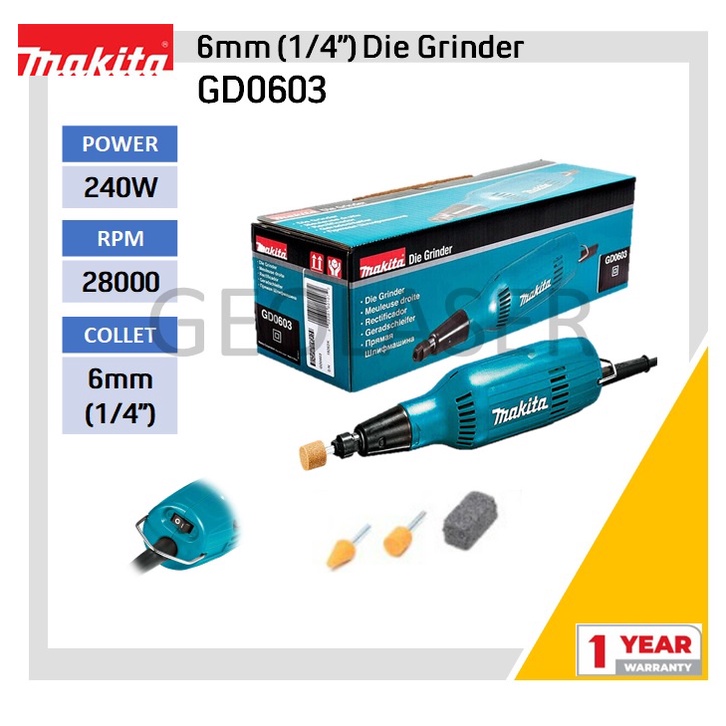 MAKITA GD0603 ELECTRIC DIE GRINDER 240W 6MM (1/4") HIGH SPEED (28,000