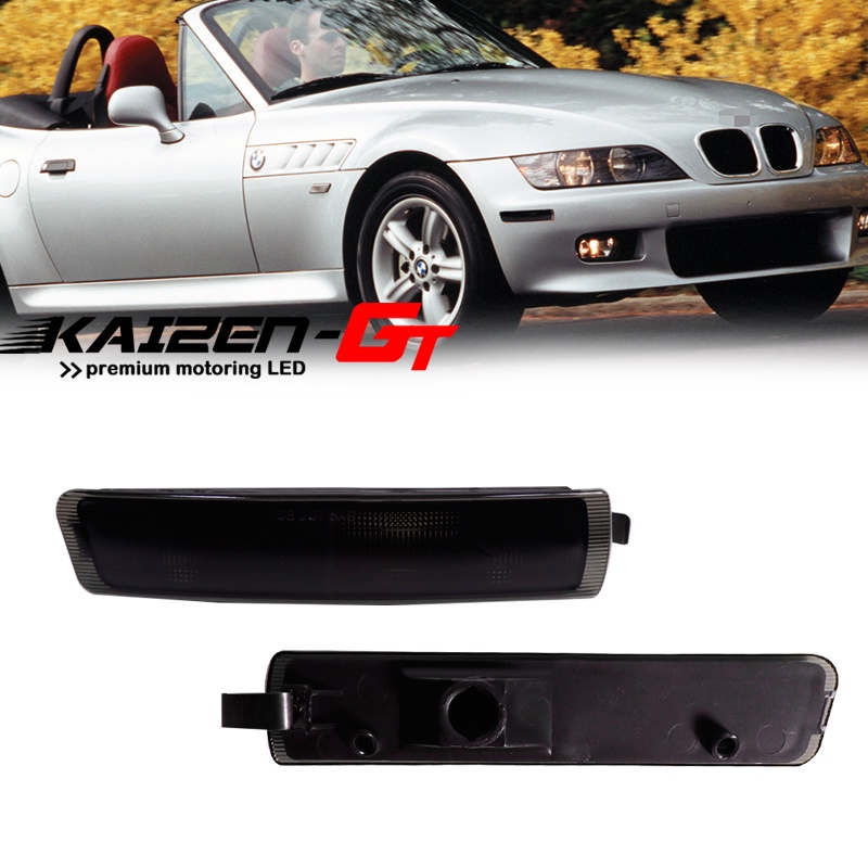 2PCS Smoked Lens Car Front Bumper Side Marker Light Cover Housings Kit