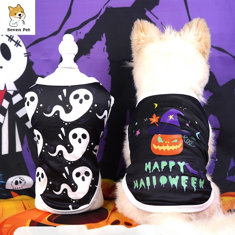 Halloween Dog Clothes Puppy Tshirt Cat Halloween Dress Up Pumpkin Dog
