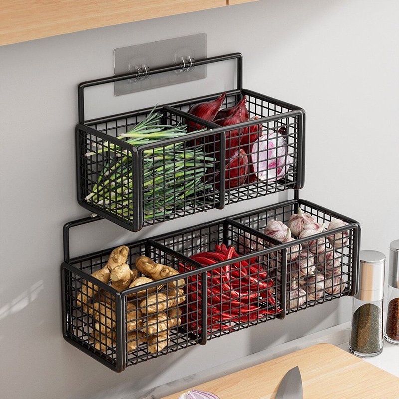 Carbon steel Onion ginger garlic storage basket kitchen rack small