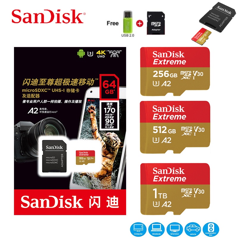 High Speed SanDisk Extreme Pro Memory Card Mini Micro TF SD Class 10
