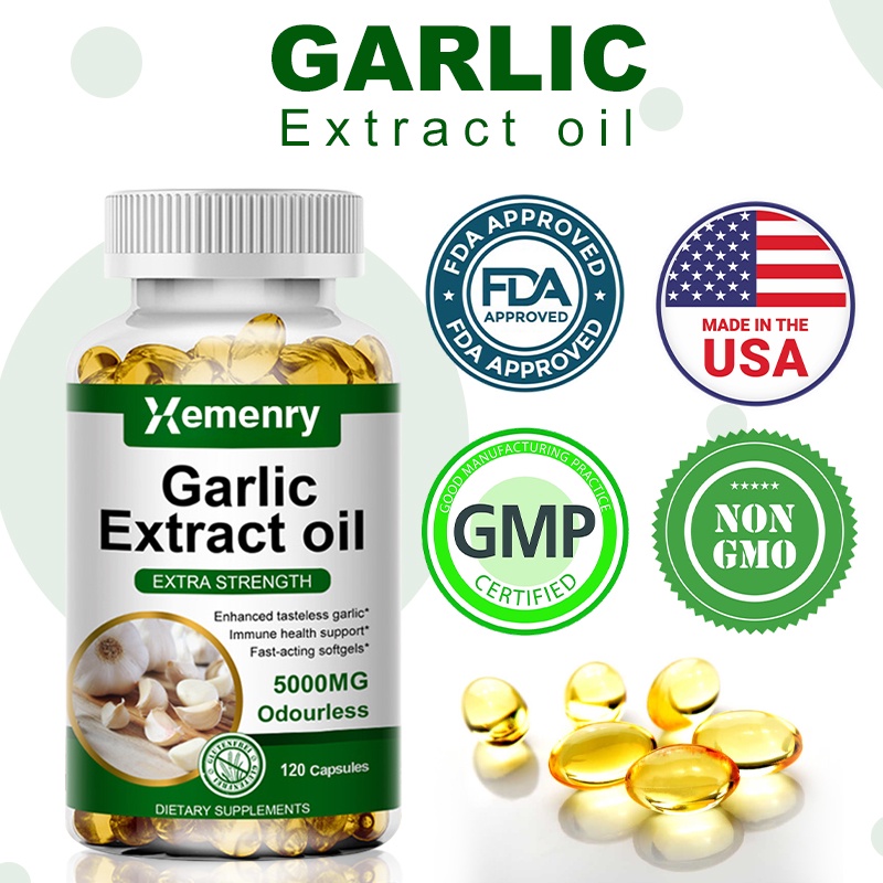 5000mg Organic Garlic Capsules, Lowers Cholesterol, Promotes ...