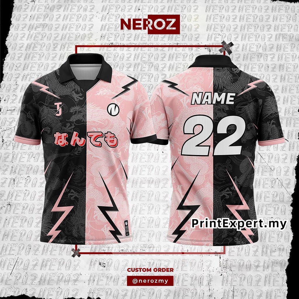 Select Custom Name Jersey Retro Collar Jersey Malaysia 2023 Viral Pink