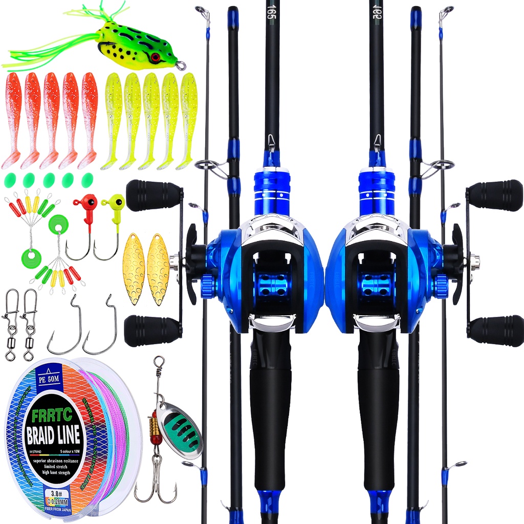 2 Sections Fishing Rod Reel Set 18+1 Ball Bearings Baitcasting Reel ...