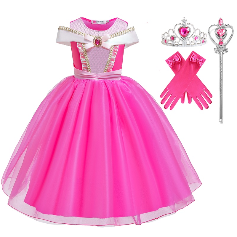 NNJXD Girls Princess Dress Sleeping Beauty Aurora Cosplay Costume Carnival  Birthday Party Pink Dresses Kids Clothing Outfits | Shopee Malaysia